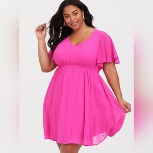 Torrid Pink Flutter Sleeve Dress